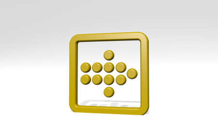 arrow dot right made by 3D illustration of a shiny metallic sculpture with the shadow on light background. icon and designの写真素材
