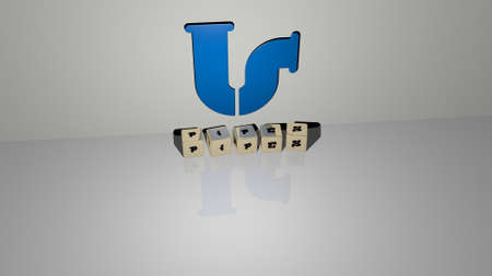 3D illustration of pipes graphics and text made by metallic dice letters for the related meanings of...