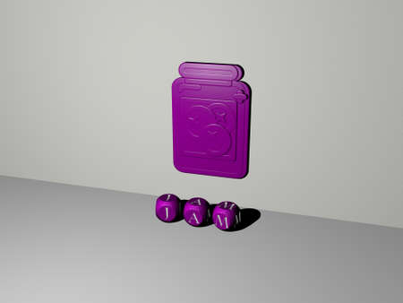 3D illustration of JAM graphics and text made by metallic dice letters for the related meanings of the concept and presentations. background and trafficの写真素材