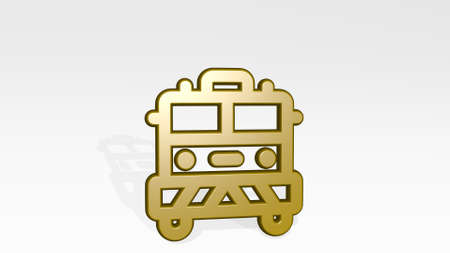 PUBLIC SERVICE FIREFIGHTER TRUCK from a perspective with the shadow. A thick sculpture made of metallic materials of 3D rendering. city and editorialの写真素材