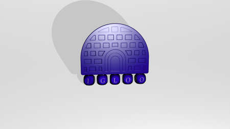 3D illustration of IGLOO graphics and text made by metallic dice letters for the related meanings of the concept and presentations. cold and arcticの写真素材