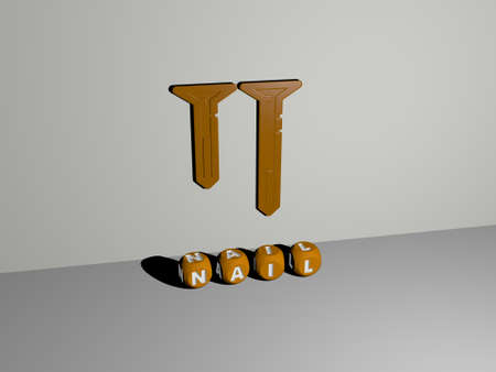 3D illustration of NAIL graphics and text made by metallic dice letters for the related meanings of the concept and presentations. background and beautyの写真素材