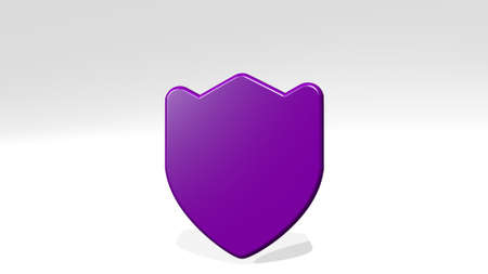 SIGN BADGE BADGE made by 3D illustration of a shiny metallic sculpture with the shadow on light background. icon and symbolの写真素材