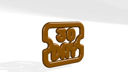 ticket day made by 3D illustration of a shiny metallic sculpture with the shadow on light...
