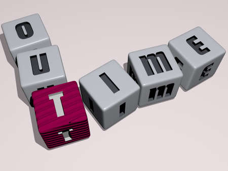 combination of time out built by cubic letters from the top perspective, excellent for the concept presentationの写真素材