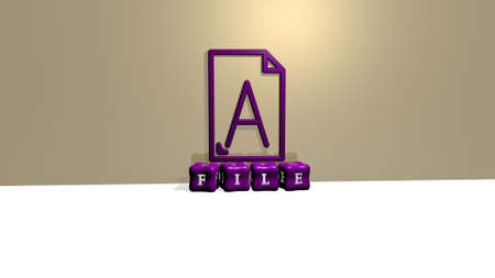 3D illustration of file graphics and text made by metallic dice letters for the related meanings of the concept and presentations. icon and backgroundの写真素材