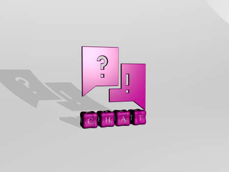 3D graphical image of chat vertically along with text built by metallic cubic letters from the top perspective, excellent for the concept presentation and slideshows. illustration and iconの写真素材