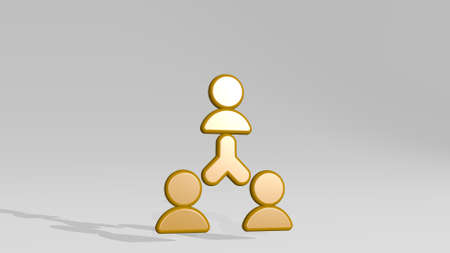 multiple users stand with shadow. 3D illustration of metallic sculpture over a white background with mild texture. abstract and blueの写真素材