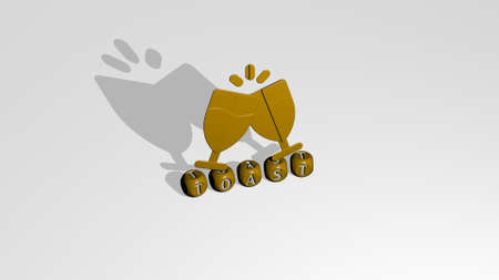 3D graphical image of TOAST vertically along with text built by metallic cubic letters from the top perspective, excellent for the concept presentation and slideshows. bread and breakfastの写真素材