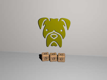 3D illustration of DOG graphics and text made by metallic dice letters for the related meanings of the concept and presentations. animal and cuteの写真素材