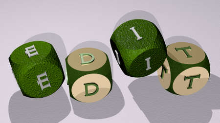 combination of EDIT built by cubic letters from the top perspective, excellent for the concept presentation. icon and easilyの写真素材