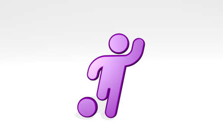 3D rendering of soccer player from a perspective with the shadow.の写真素材