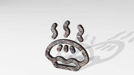 PIE made by 3D illustration of a shiny metallic sculpture casting shadow on light background. chart and cakeの写真素材