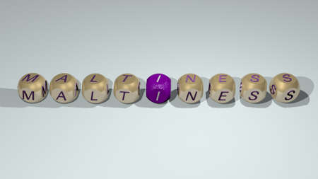 Beer: MALTINESS combined by dice letters and color crossing for the related meanings of the conceptの写真素材