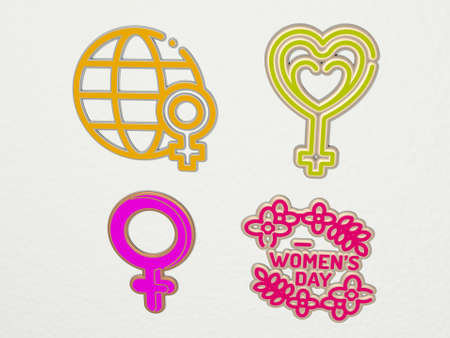 WOMENS DAY 4 icons set - 3D illustration