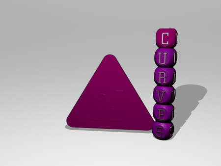 curves text beside the 3D icon - 3D illustration for background and abstractの写真素材