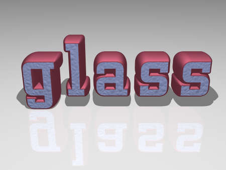 3D illustration of GLASS text with light perspective and shadows, an image ideal for both commercial and editorial use for background and designの写真素材