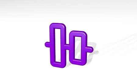 ALIGN MIDDLE 3D icon casting shadow - 3D illustration for background and alignment