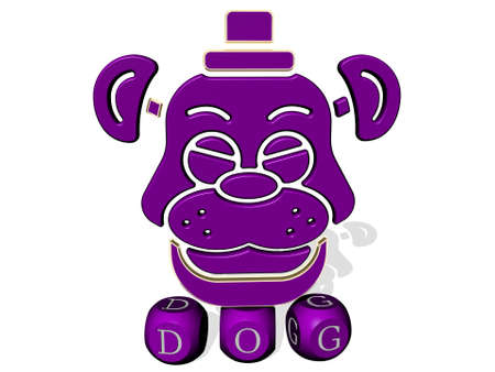 dog cubic letters with 3D icon on the top - 3D illustration for animal and cuteの写真素材