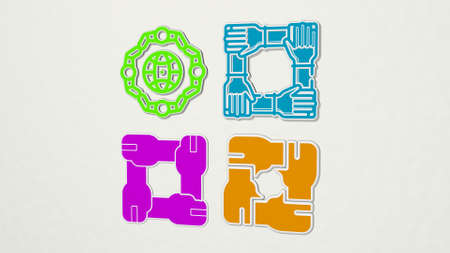 unity colorful set of icons - 3D illustration for concept and business