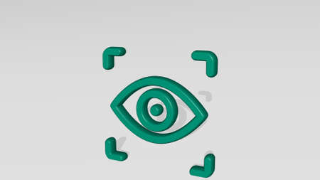 iris scan 3D icon casting shadow - 3D illustration for background and flowerの写真素材