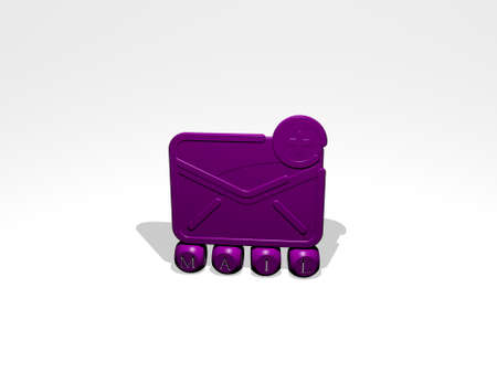 MAIL 3D icon over cubic letters - 3D illustration for envelope and businessの写真素材
