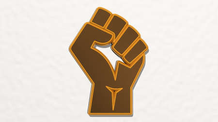 protest fist 3D drawing icon - 3D illustration for editorial and demonstrationの写真素材