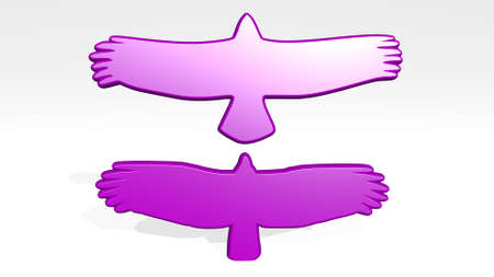 BIRD 3D icon casting shadow - 3D illustration for animal and backgroundの写真素材