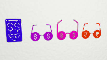 GREED 4 icons set - 3D illustration for business and conceptの写真素材