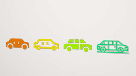 limousine 4 icons set - 3D illustration for car and automobileの写真素材