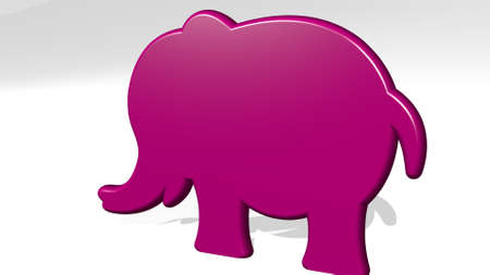 BABY ELEPHANT 3D icon casting shadow - 3D illustration for cute and childの写真素材
