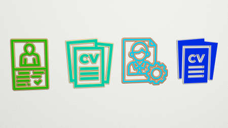 curriculum vitae 4 icons set - 3D illustrationの写真素材