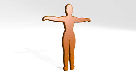 GIRL 3D icon casting shadow - 3D illustration for beautiful and backgroundの写真素材