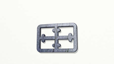ARMY SYMBOL MEDICAL made by 3D illustration of a shiny metallic sculpture on a wall with light...
