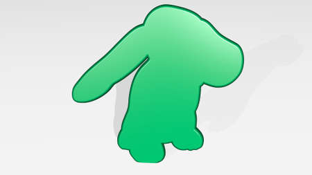 dog stand with shadow 3D illustration of metallic sculpture over a white background with mild texture for animal and cuteの写真素材
