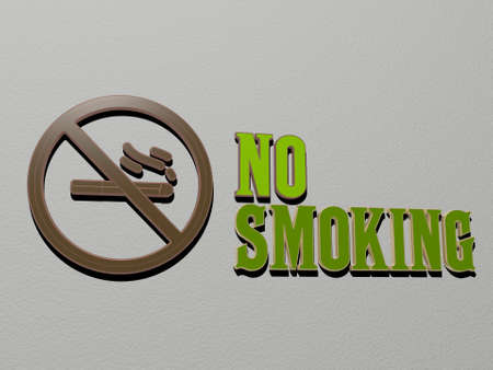 3D graphical image of NO SMOKING with text.の写真素材