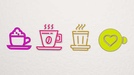 Espresso on the wall 3D illustration.の写真素材