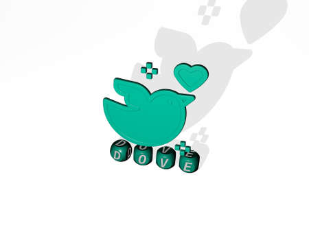 3D graphical image of DOVE vertically along with text.の写真素材