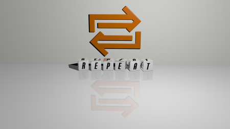 3D graphical image of REPEAT vertically along with text.の写真素材