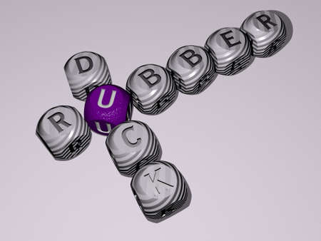 rubber duck combined by dice letters and color crossing for the related meanings of the concept for stamp and illustrationの写真素材