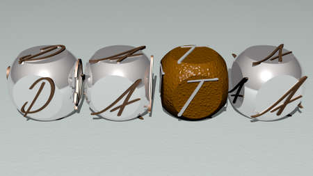 data combined by dice letters and color crossing for the related meanings of the concept for illustration and businessの写真素材