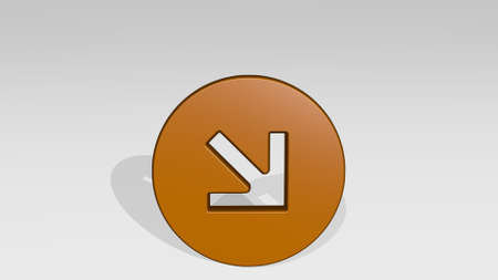 arrow thick circle bottom right corner made by 3D illustration .の写真素材