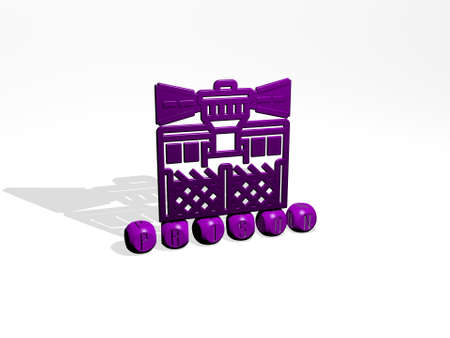 3D graphical image of prison vertically along with text built by metallic cubic letters from the top perspective, excellent for the concept presentation and slideshows for illustration and backgroundの写真素材