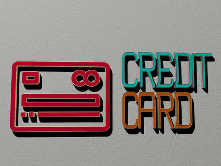 3D illustration of CREDIT CARD graphics and text made by metallic dice letters for the related meanings of the concept and presentations for business and bankの写真素材