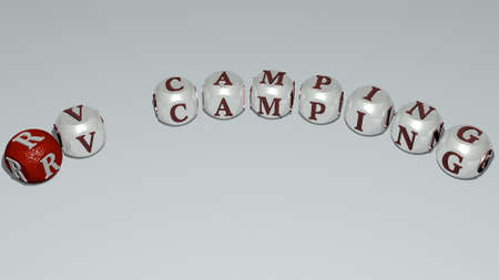 combination of RV CAMPING built by cubic letters from the top perspective, excellent for the concept presentation for camper and travelの写真素材