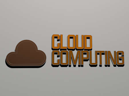 3D illustration of CLOUD COMPUTING graphics and text made by metallic dice letters for the related meanings of the concept and presentations, 3D illustrationの写真素材