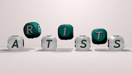 ARTISTS combined by dice letters and color crossing for the related meanings of the concept, 3D illustrationの写真素材