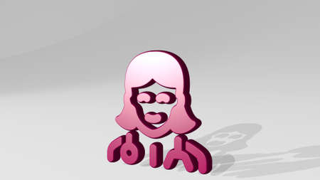 PROFESSIONS WOMAN DOCTOR made by 3D illustration of a shiny metallic sculpture with the shadow on light background, 3D illustrationの写真素材