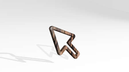 cursor casting shadow from a perspective A thick sculpture made of metallic materials of 3D rendering, 3D illustrationの写真素材