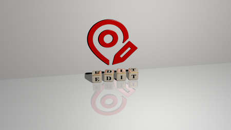 3D illustration of edit graphics and text made by metallic dice letters for the related meanings of the concept and presentations, 3D illustrationの写真素材